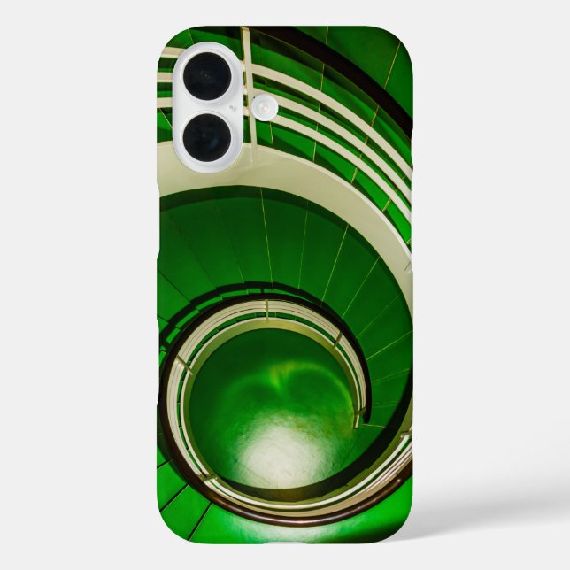 Grüne Rundtreppe iPhone 16 Hülle (Rückseite)