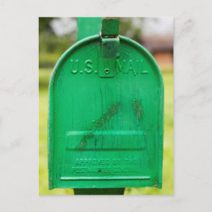 Grüne Rustikale Briefkasten Portrait  Postkarte
