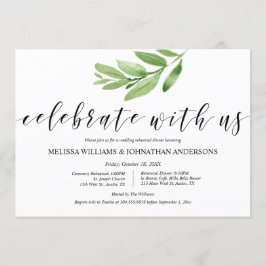 Grüne Rustikale Hochzeit Probe und Abendessen Einladung