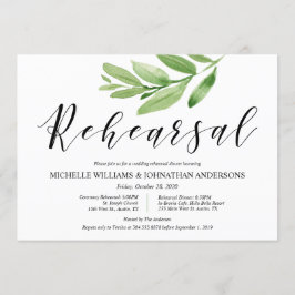 Grüne Rustikale Hochzeit Probe und Abendessen Einladung