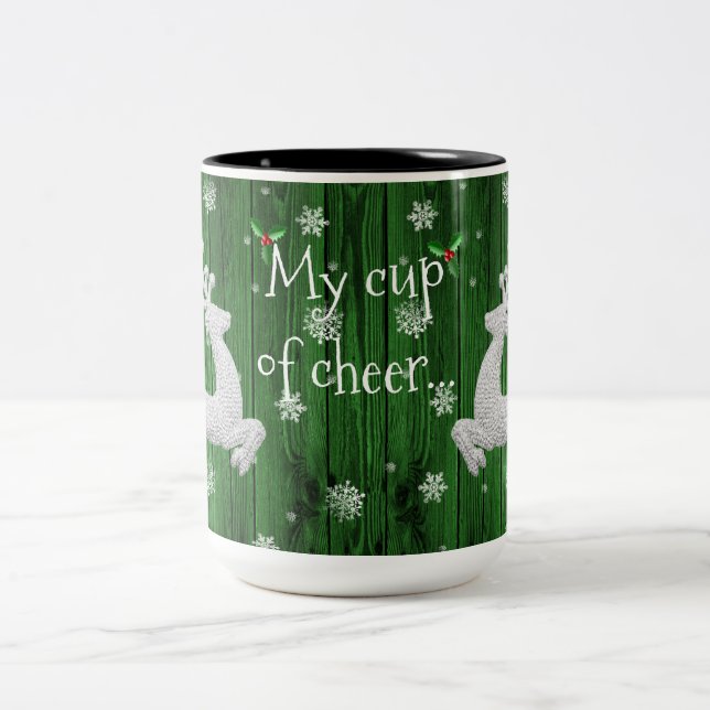 Grüne rustikale Weihnachtsmann-Tasse Zweifarbige Tasse (Mittel)