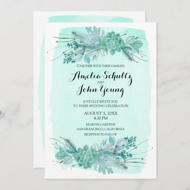 Grüne rustikale Winterhochzeit 12x18 Einladung (Vorne/Hinten)