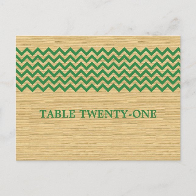 Grüne rustikale Zickzack Tischnummer Postkarte (Vorderseite)
