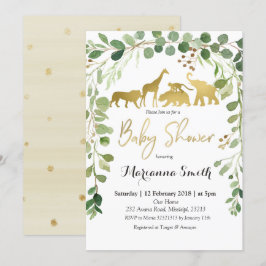 Grüne Safari Animal Baby Dusche Einladung