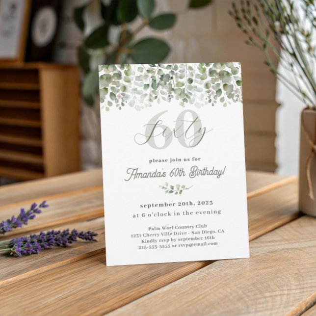 Grüne Sage Green 60. Geburtstag Einladung (Von Creator hochgeladen)