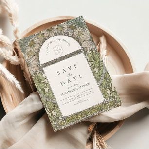 Grüne Salbei Art Nouveau Hochzeit Save The Date