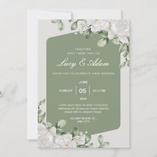 Grüne Salbei Weiße Florale Hochzeitseinladung Einladung