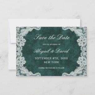 Grüne Samt Hochzeit Save The Date Karte