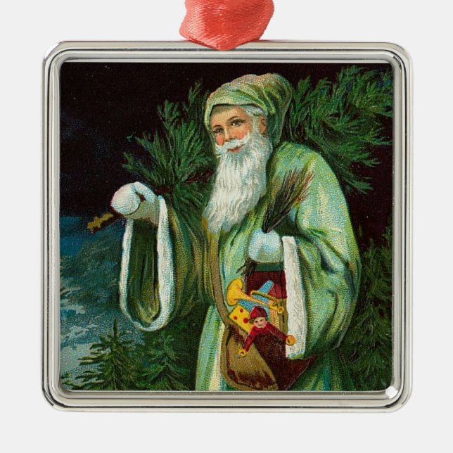 Grüne Sankt-Verzierung Silbernes Ornament (Vorne)