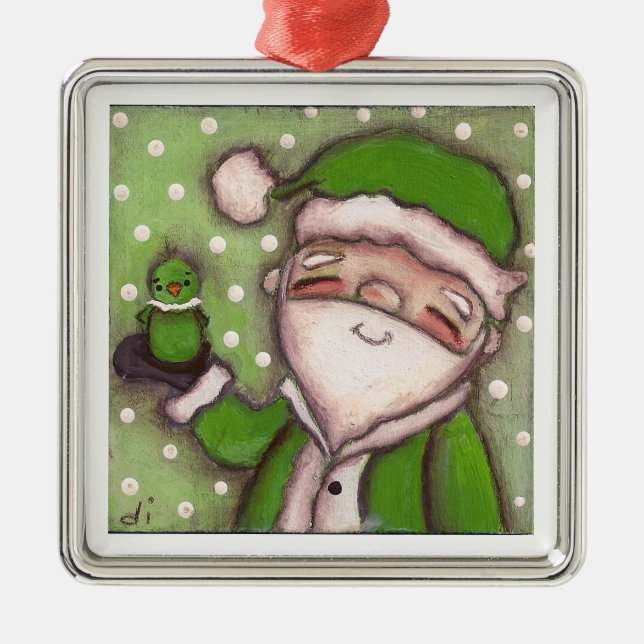 Grüne Sankt - Verzierung Silbernes Ornament (Vorne)