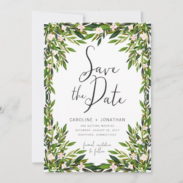 Grüne Save-the-Date-Karte Save The Date (Vorderseite)