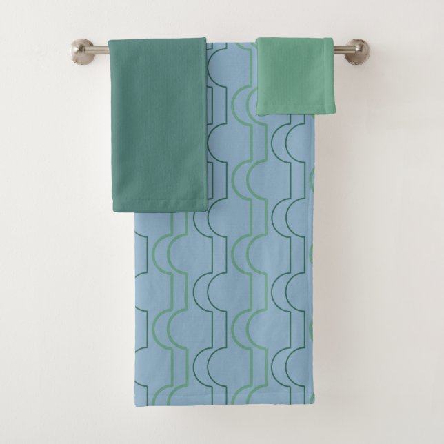 Grüne Scallops Badetuch-Set Badhandtuch Set (Insitu)
