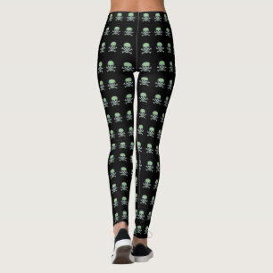 Grüne Schädel Schwarze kleine Schädel Leggings