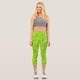 Grüne Schädel und Sonnenblumen, Design 1 Capri Leggings