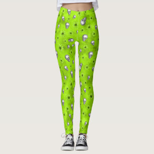 Grüne Schädel und Sonnenblumen, Design 1 Leggings