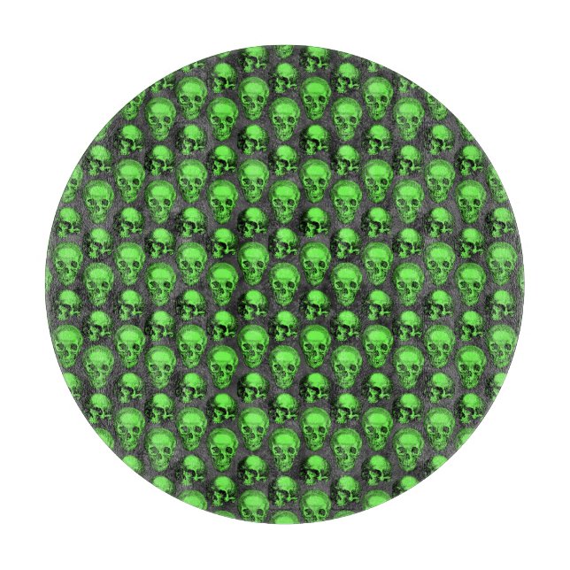 Grüne Schädel und Sonnenblumen, Design 2 Schneidebrett (Vorderseite)