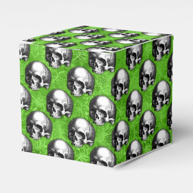 Grüne Schädel und Sonnenblumen, Design 6 Geschenkschachtel (Vorderseite)