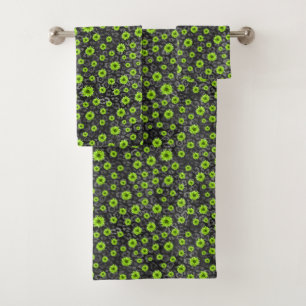 Grüne Schädel und Sonnenblumen, Design 7 Badhandtuch Set