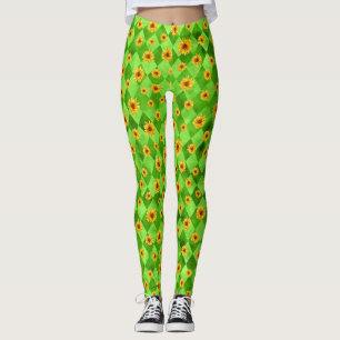 Grüne Schädel und Sonnenblumen, Design 8 Leggings