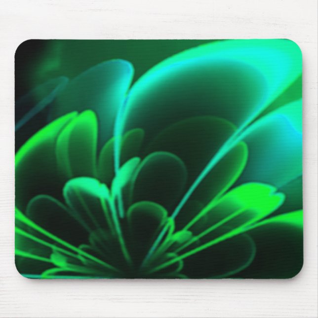 Grüne Schattierungen Stilisierte Blume Half Coroll Mousepad (Vorne)