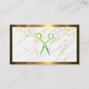 Grüne Schere Marmor Gold Metallic Terminkarte