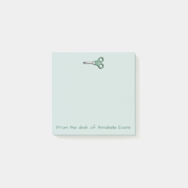 Grüne Schere Post-it Klebezettel (Vorderseite)