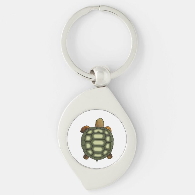 Grüne Schildkröte auf weißem Hintergrund Schlüsselanhänger (Vorderseite)