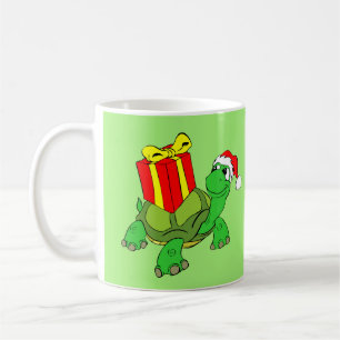 Grüne Schildkröte mit Weihnachtsgeschenk Klassisch Kaffeetasse