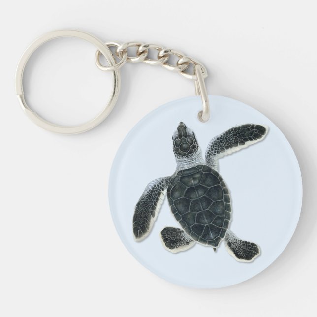 Grüne Schildkrötehatchlings-Schlüsselanhänger Schlüsselanhänger (Vorderseite)