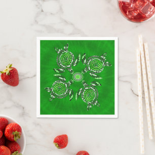 Grüne Schildkröten Dot Art, Party Napkins Serviette