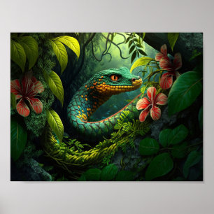 Grüne Schlange im Regenwald Poster