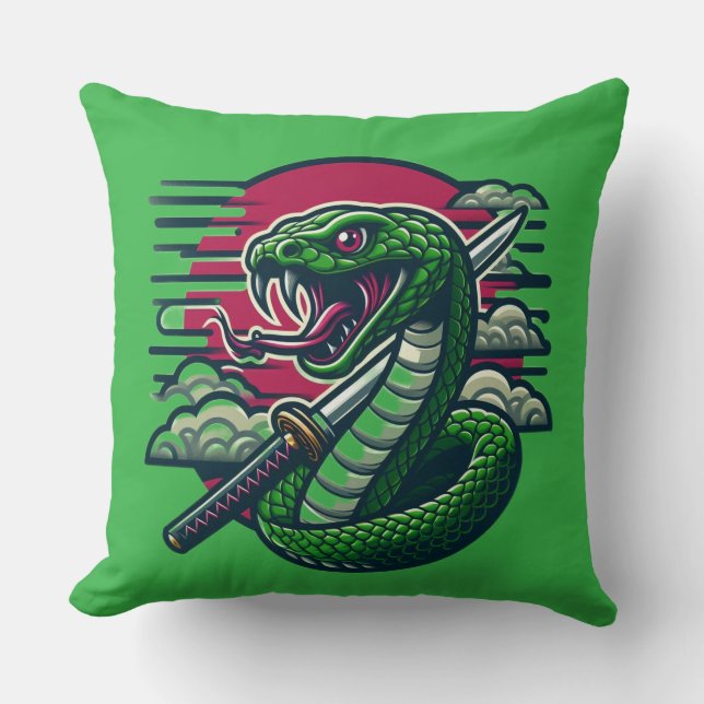 Grüne Schlange Kissen (Vorderseite)