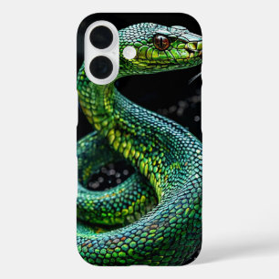 Grüne Schlange Wildtier-Ästhetik-Design iPhone 16 Hülle