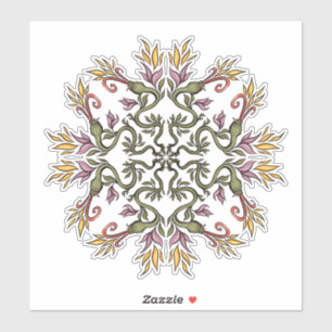 Grüne Schlangen Floral Mandala Botanische Fantasie Aufkleber