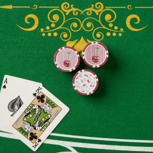 Grüne Schleife Creme Rote Streifen Kirsche Pokerchips