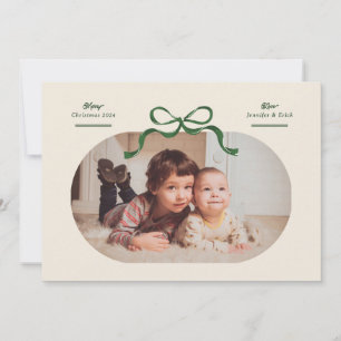 Grüne Schleife Fröhlichste Weihnachten Oval Foto F