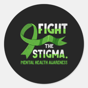 Grüne Schleife kämpft gegen Stigma Mental Health M Runder Aufkleber