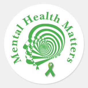  Grüne Schleife &Psychische Gesundheit Awareness   Runder Aufkleber
