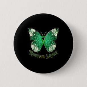 Grüne Schleife Schmetterling Mandala Transplantati Button