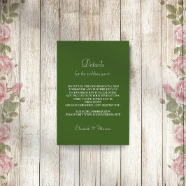 Grüne, schlichte Hochzeitskarte für Schriftart Begleitkarte