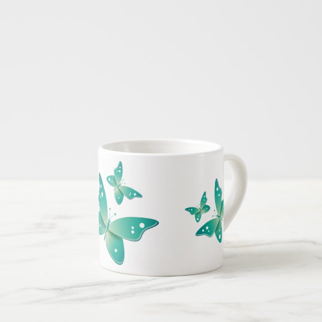 Grüne Schmetterlinge Espressotasse (Vorderseite Rechts)