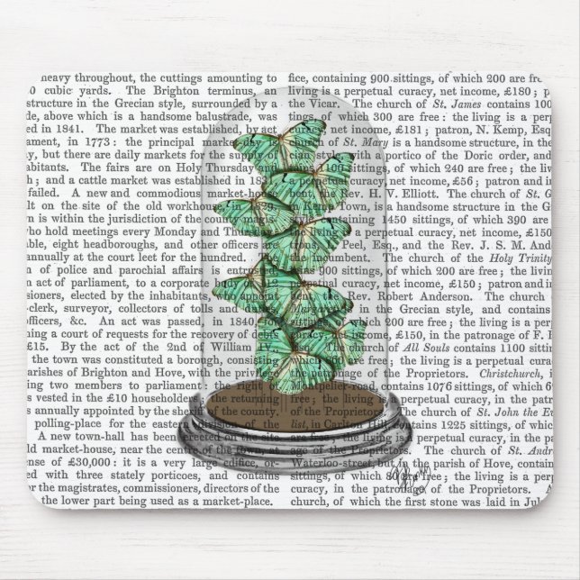 Grüne Schmetterlinge in Bell Jar 2 Mousepad (Vorne)