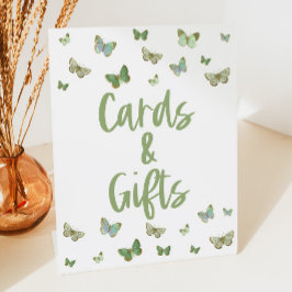 Grüne Schmetterlingskarten und Geschenke Party-Zei Sockelschild