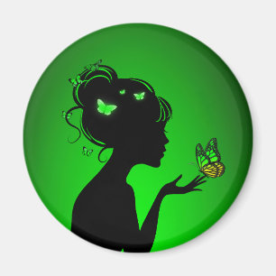 Grüne Schmetterlingsliebhaberin Magnet