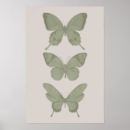 Grüne Schmetterlingsmauer Kunstdruckerei Poster