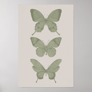 Grüne Schmetterlingsmauer Kunstdruckerei Poster
