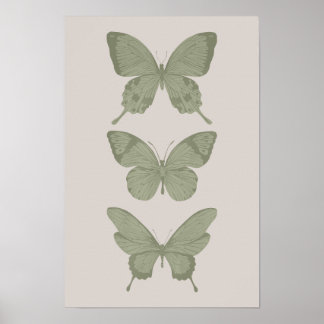 Grüne Schmetterlingsmauer Kunstdruckerei Poster