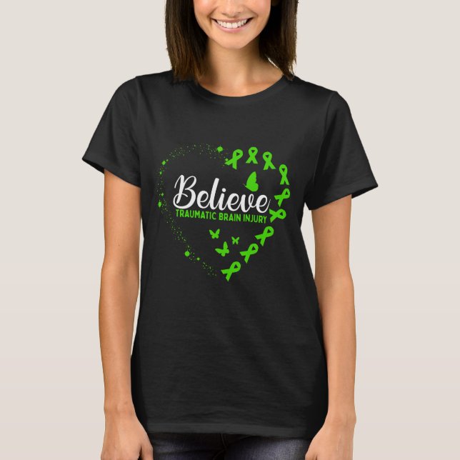 Grüne Schmetterlingssäule Hirnverletzung Bewusstse T-Shirt (Vorderseite)