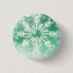 Grüne Schneeflocke Button