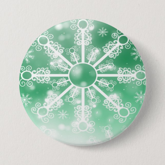 Grüne Schneeflocke Button (Vorderseite)